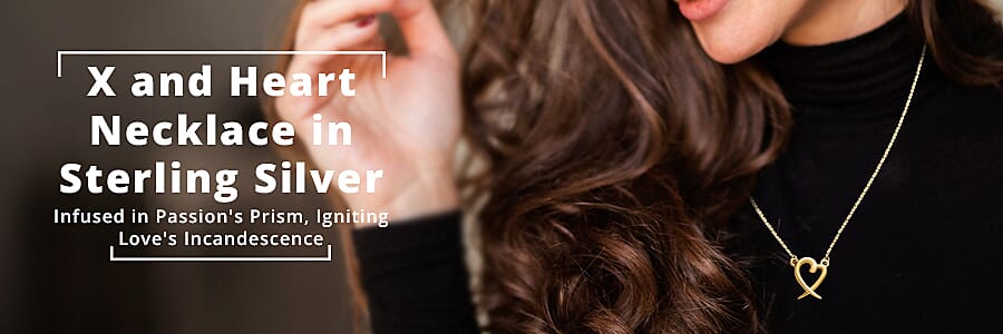 X and Heart Necklace in Sterling Silver Banner