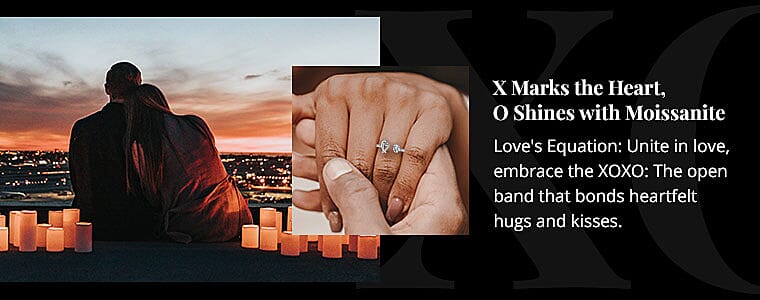 X Marks the Heart, O Shines with Moissanite Banner