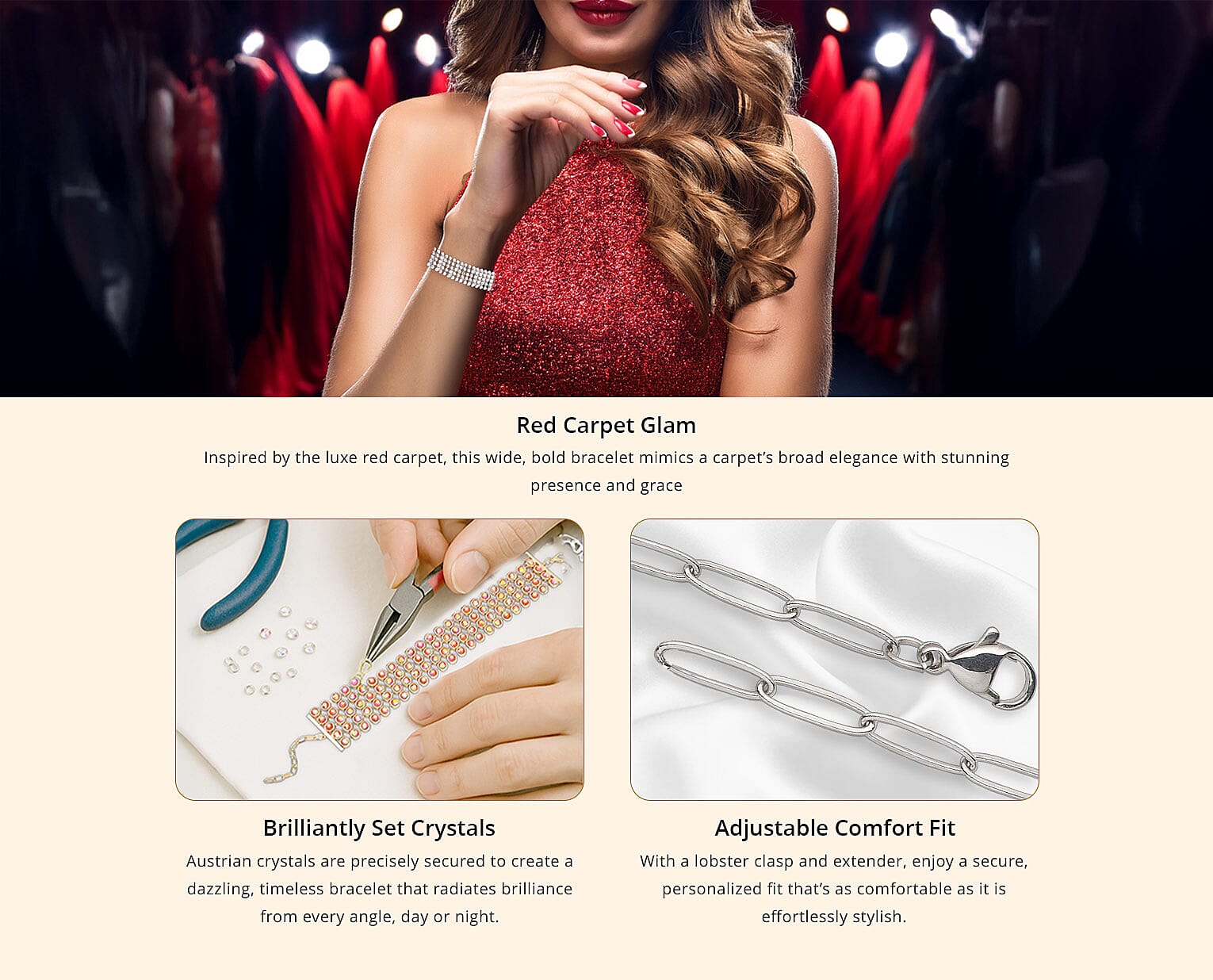 White Aurora Borealis Austrian Crystal Carpet Bracelet Banner