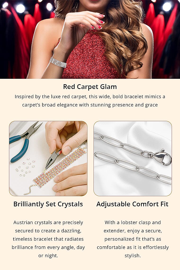 White Aurora Borealis Austrian Crystal Carpet Bracelet Banner