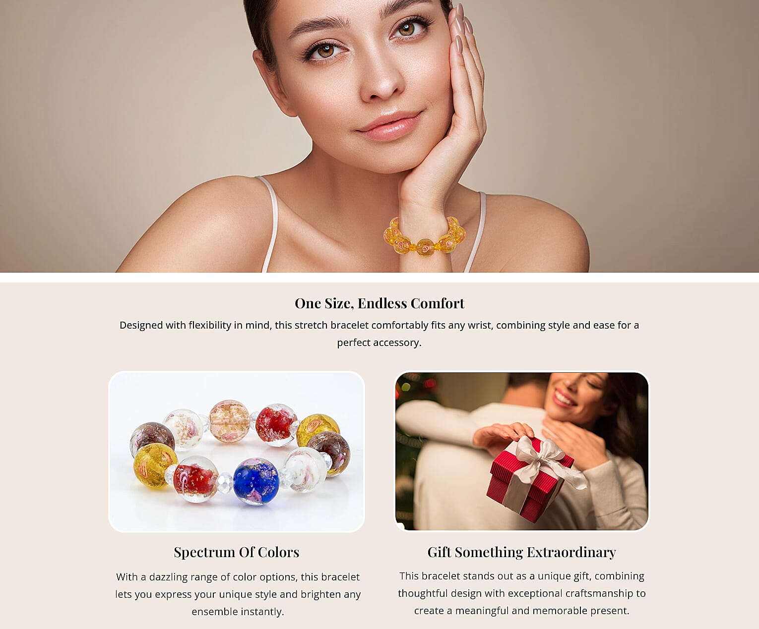 Murano Style and Multi Glass Beaded Stretch Bracelet Banner