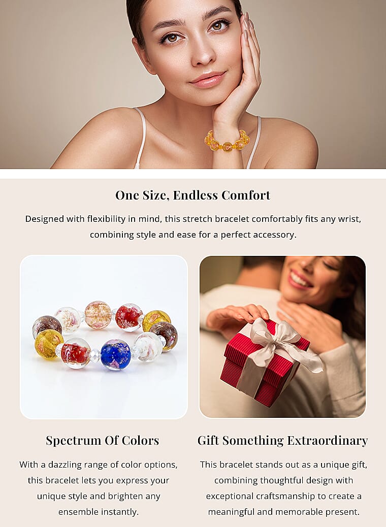 Murano Style and Multi Glass Beaded Stretch BraceletBanner