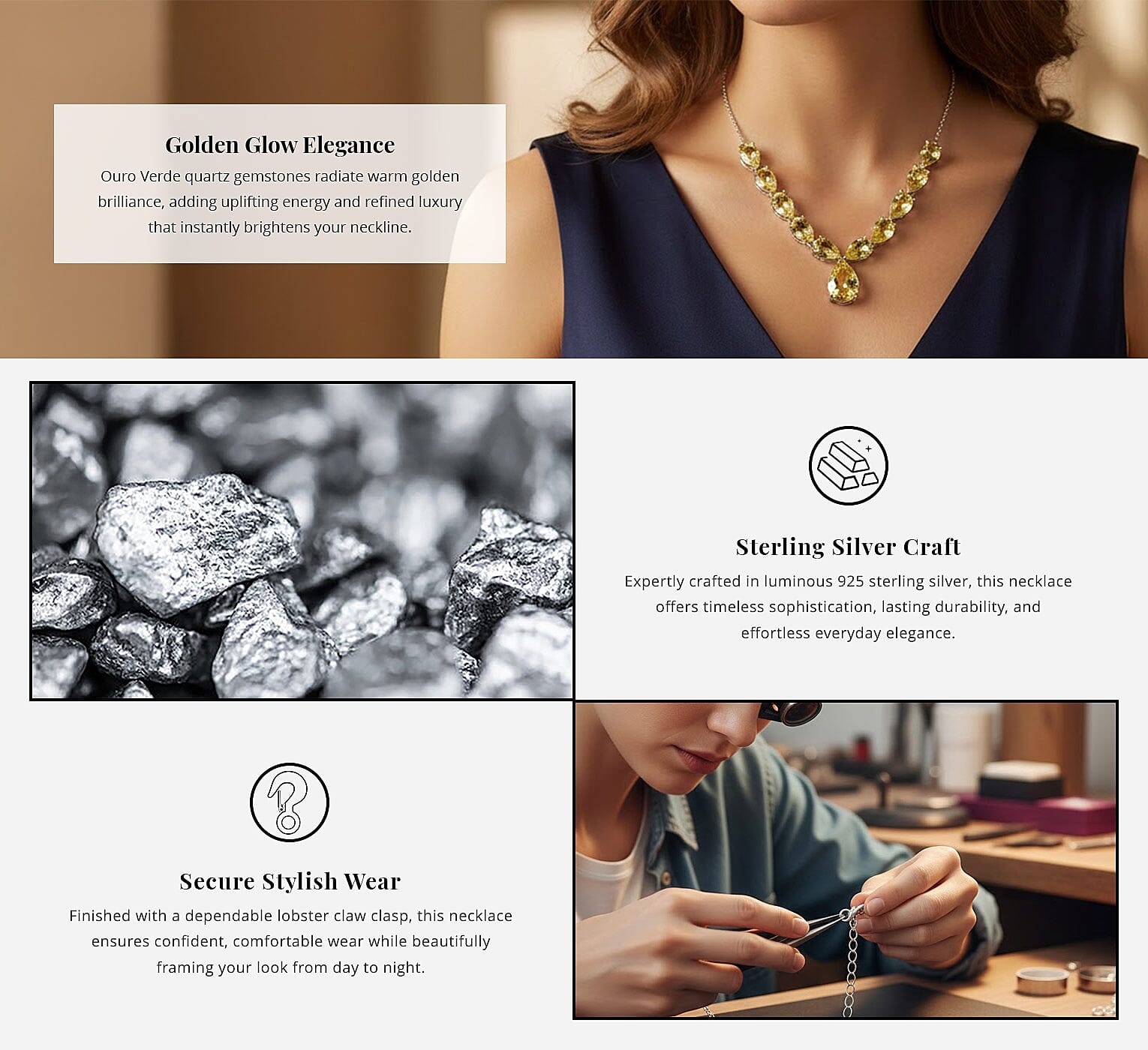 Ouro Verde Quartz 35.65 ctw Necklace in Platinum Over Sterling Silver Banner