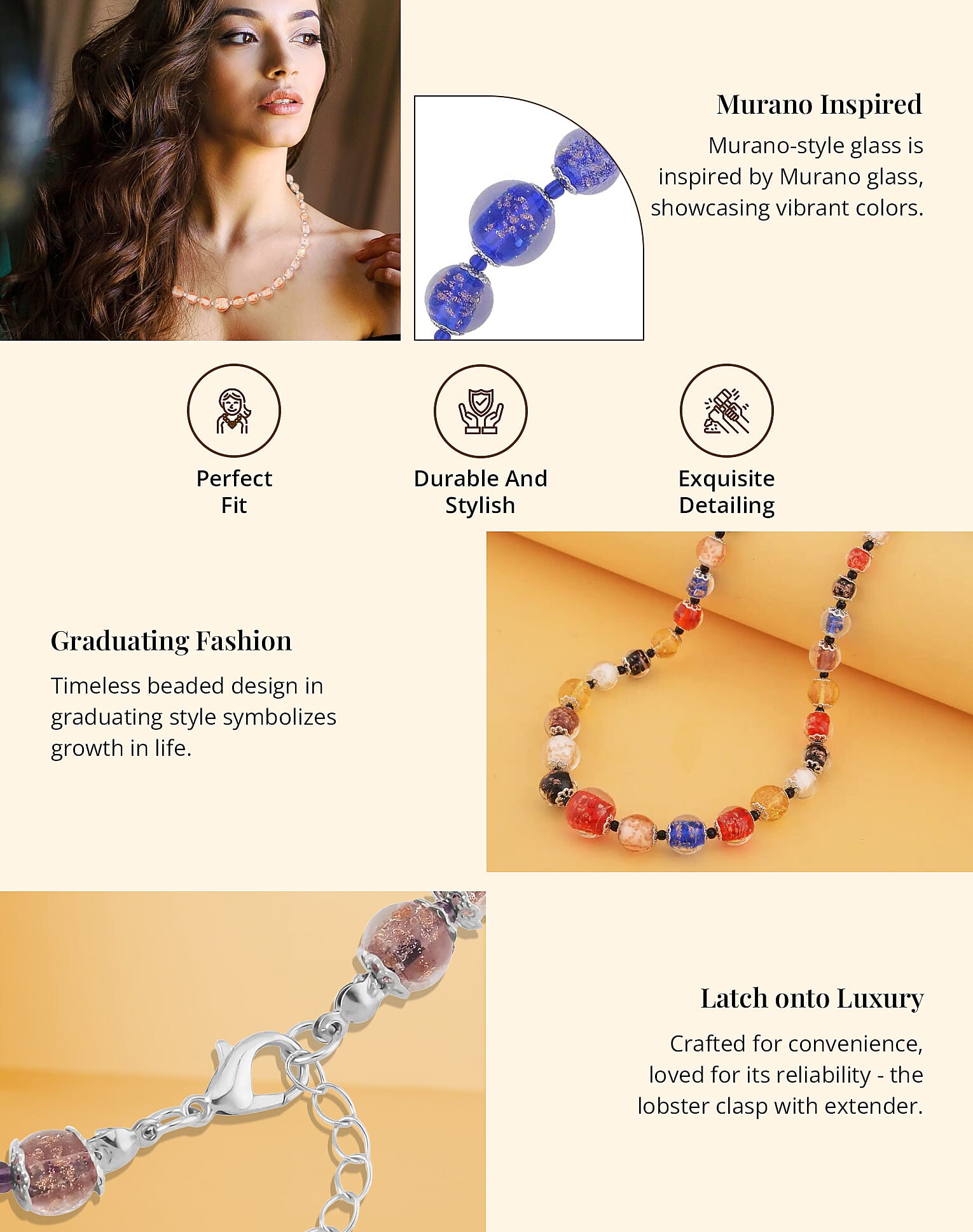 Murano Style and Pink Glass Beaded Necklace in Silvertone Banner