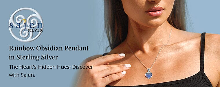 Sajen Silver Rainbow Obsidian Pendant in Sterling Silver Banner
