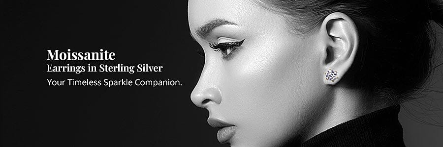 Moissanite Earrings in Sterling Silver Banner