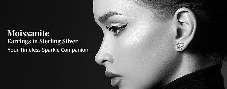 Moissanite Earrings in Sterling Silver Banner