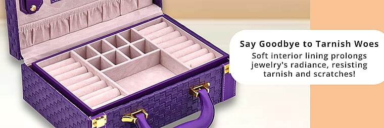 Woven Texture 2 Layer Briefcase Jewelry Box Banner