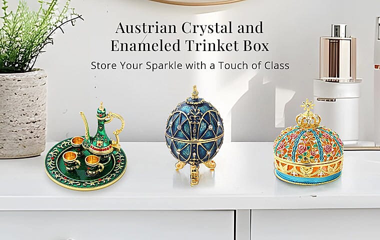 Austrian Crystal and Enameled Trinket Box Banner
