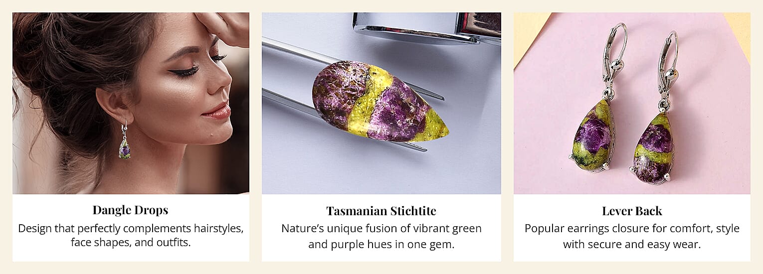 Tasmanian Stichtite Lever Back Earrings Banner