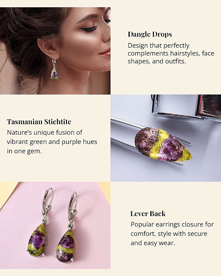 Tasmanian Stichtite Lever Back Earrings Banner