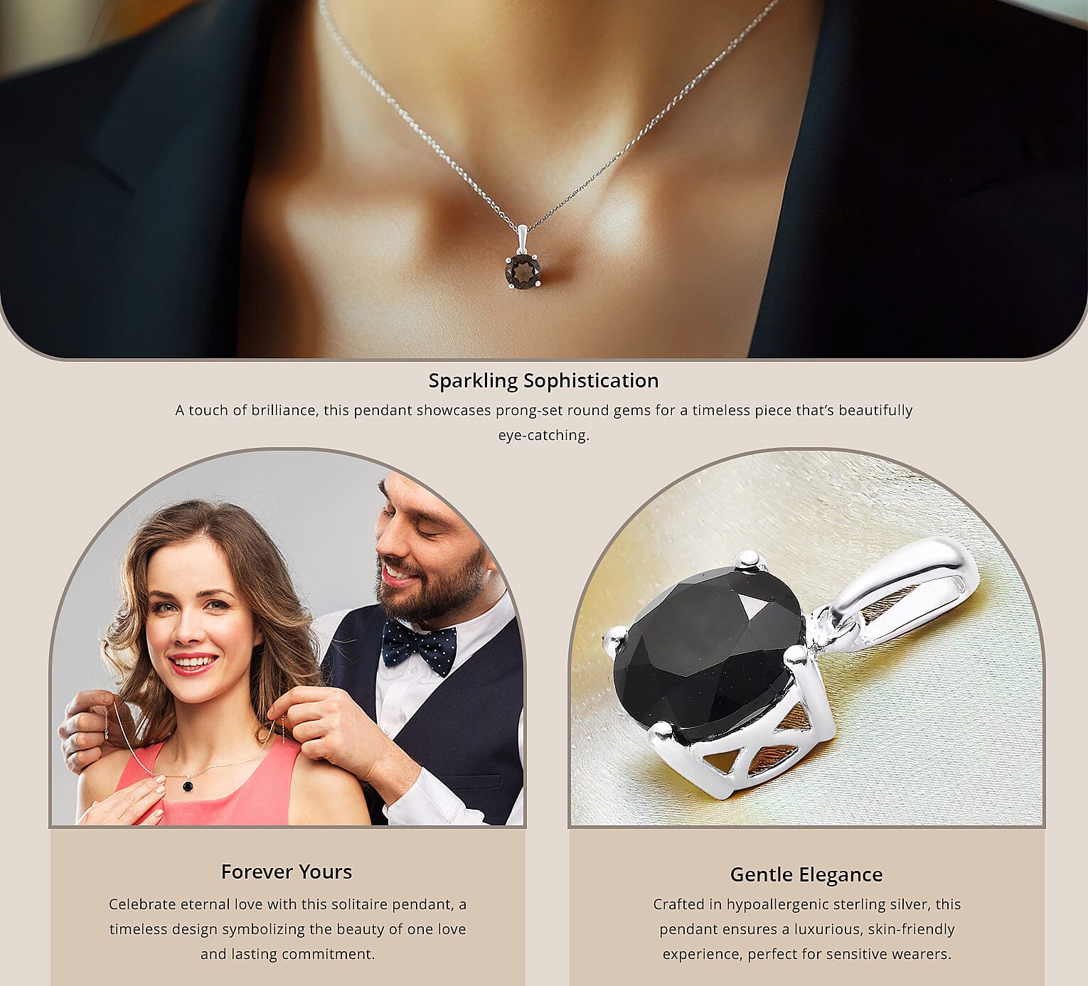 Thai Black Spinel 3.25 ctw Solitaire Pendant in Sterling Silver Banner