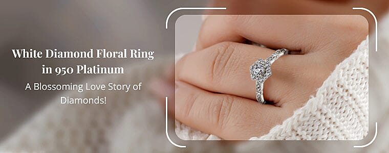 White Diamond Floral Ring in 950 Platinum Banner