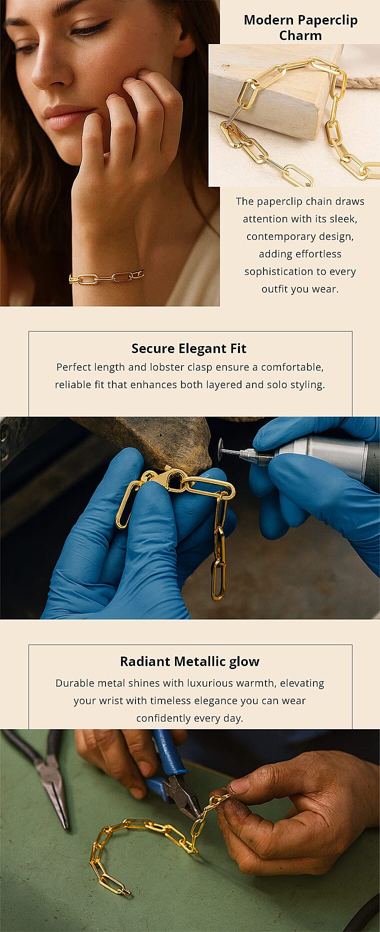 Pyramid Paperclip Italian 14K Yellow Gold Bracelet (7.50 In) 1.75 Grams Banner