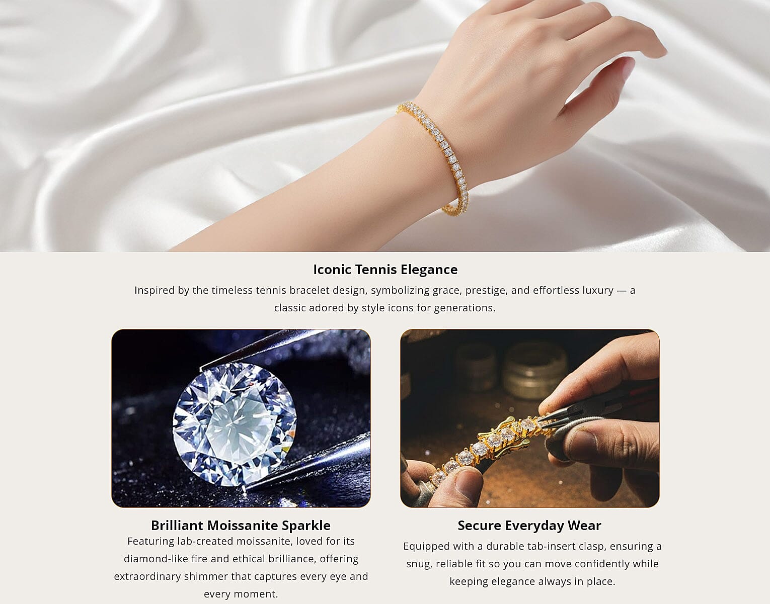 Moissanite Tennis Bracelet in Vermeil Yellow Gold Over Sterling Silver (7.25 In) 14.00 ctw Banner