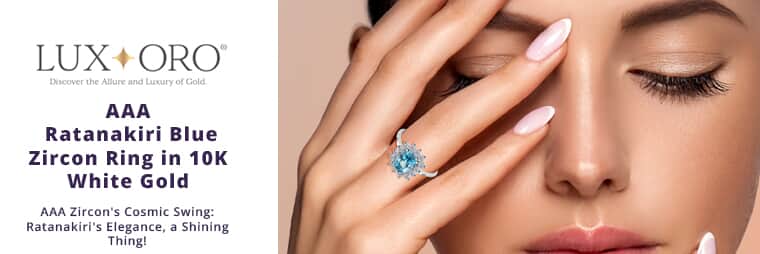 Buy Luxoro AAA Ratanakiri Blue Zircon Ring, Moissanite Accent Ring