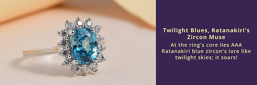 Blue Zircon Ring in 10K White Gold  Banner