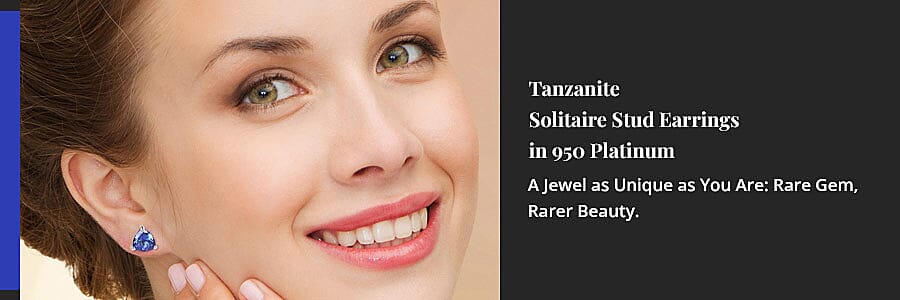 Tanzanite Solitaire Stud Earrings in 950 Platinum Banner