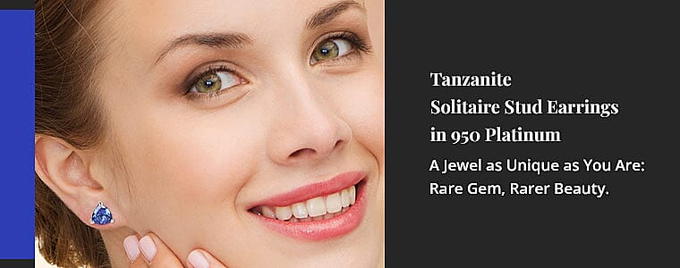 Tanzanite Solitaire Stud Earrings in 950 Platinum Banner