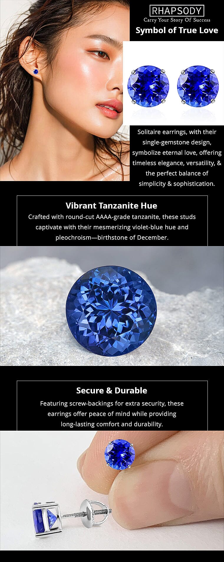 Rhapsody Certified & Appraised AAAA Tanzanite 2.50 ctw Earrings Banner