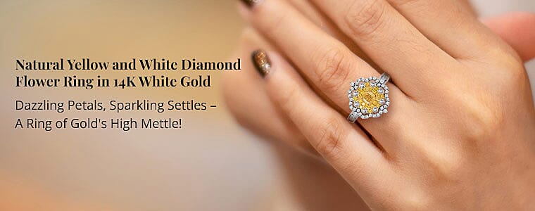 Yellow and White Diamond Flower Ring  Banner