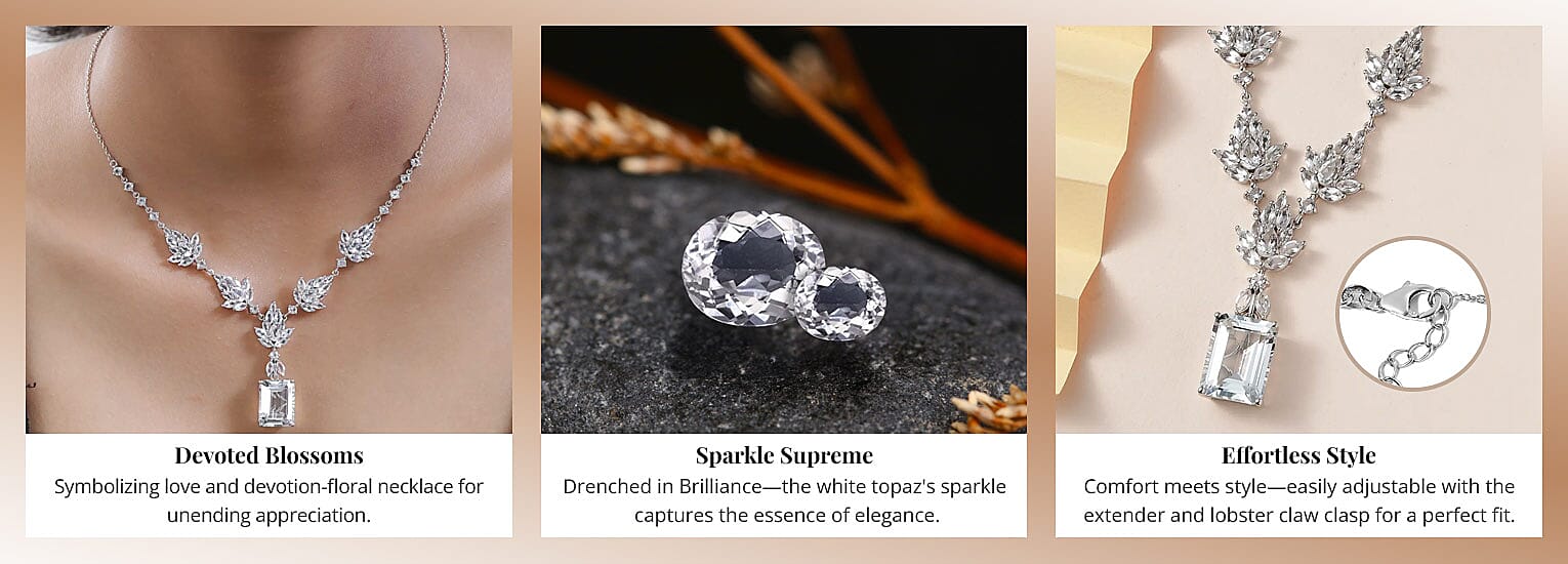 White Topaz Necklace in Platinum Over Sterling Silver Banner