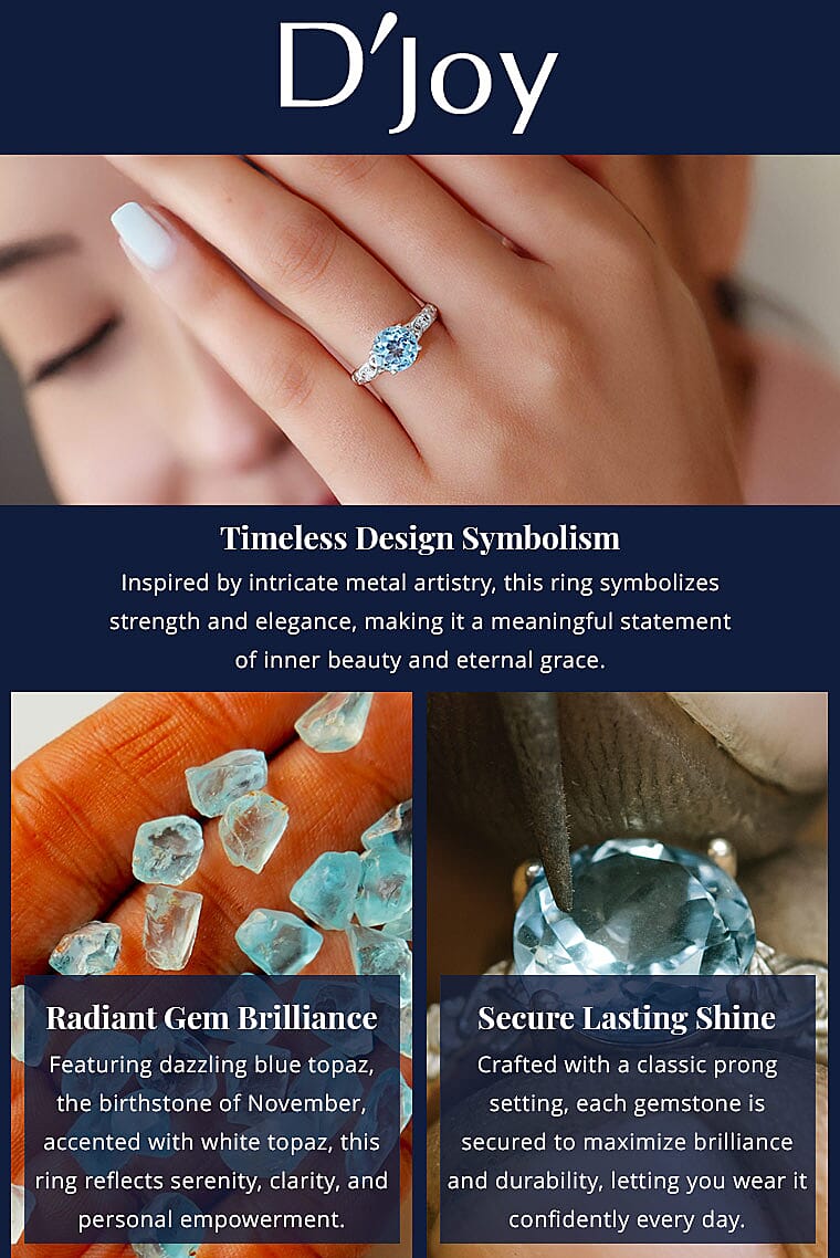 D'Joy Sky Blue Topaz and White Topaz 2.35 ctw Ring in Sterling Silver Banner