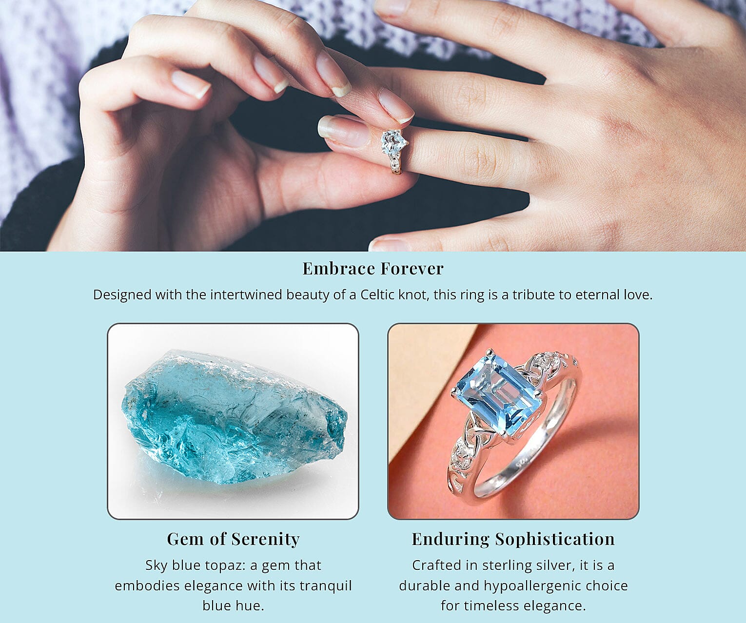 Sky Blue Topaz and White Topaz Heart Ring in Sterling Silver Banner