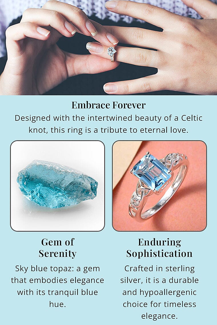 Sky Blue Topaz and White Topaz Heart Ring in Sterling Silver Banner