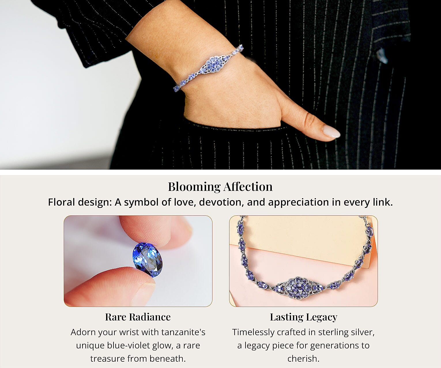 Tanzanite Toggle Clasp Bracelet in Platinum Over Sterling Silver Banner
