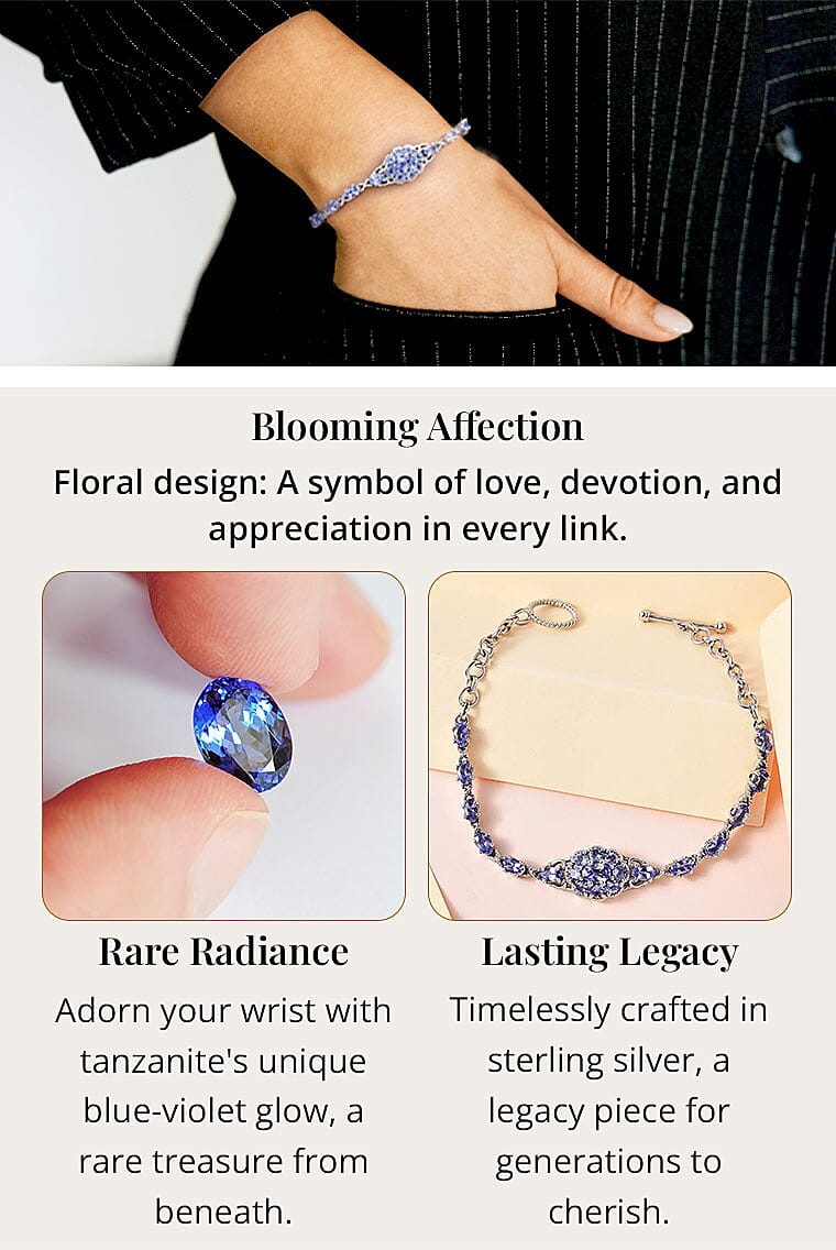 Tanzanite Toggle Clasp Bracelet in Platinum Over Sterling Silver Banner