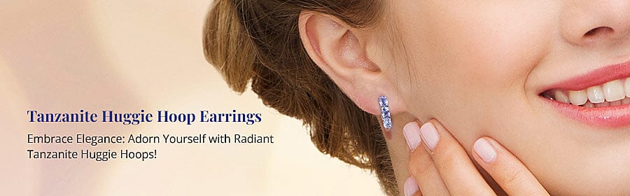 Tanzanite Huggie Hoop Earrings Banner