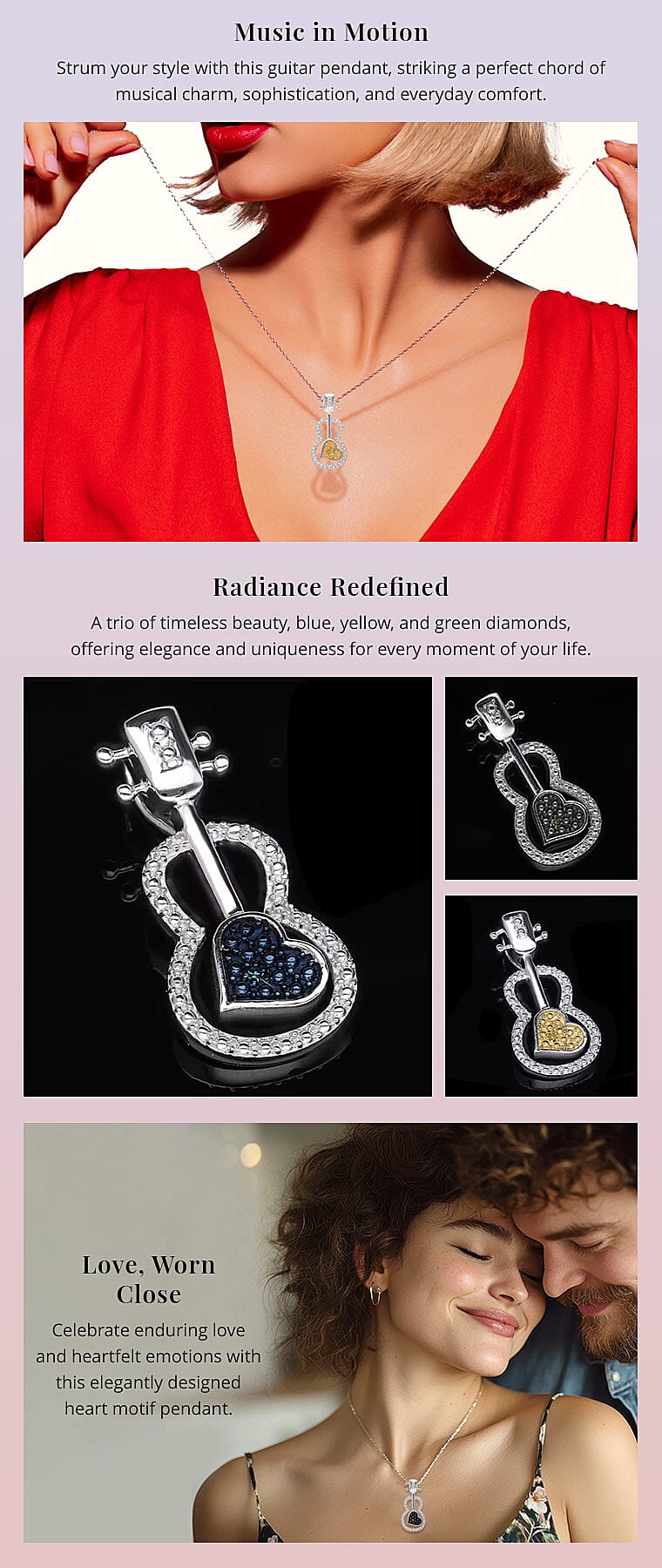 Yellow Diamond Accent Guitar Pendant in Platinum Over Sterling Silver Banner