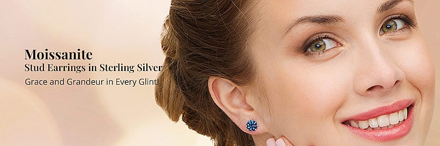 Moissanite Stud Earrings in Sterling Silver Banner