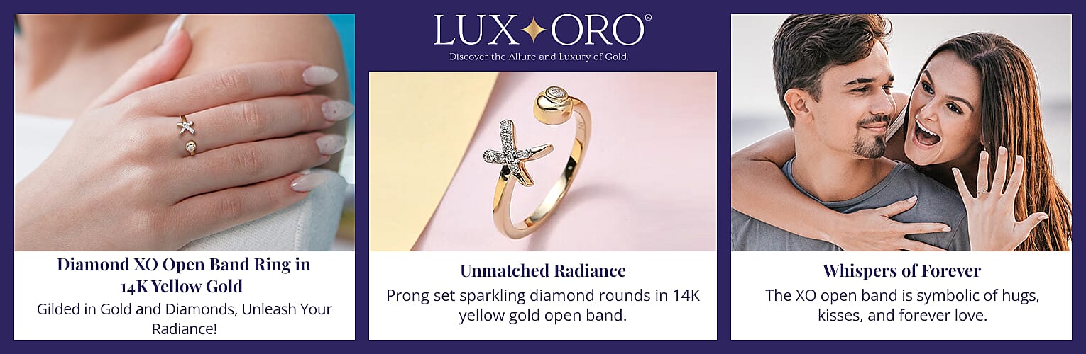 Luxoro Diamond XO Open Band Ring in 14K Yellow Gold Banner