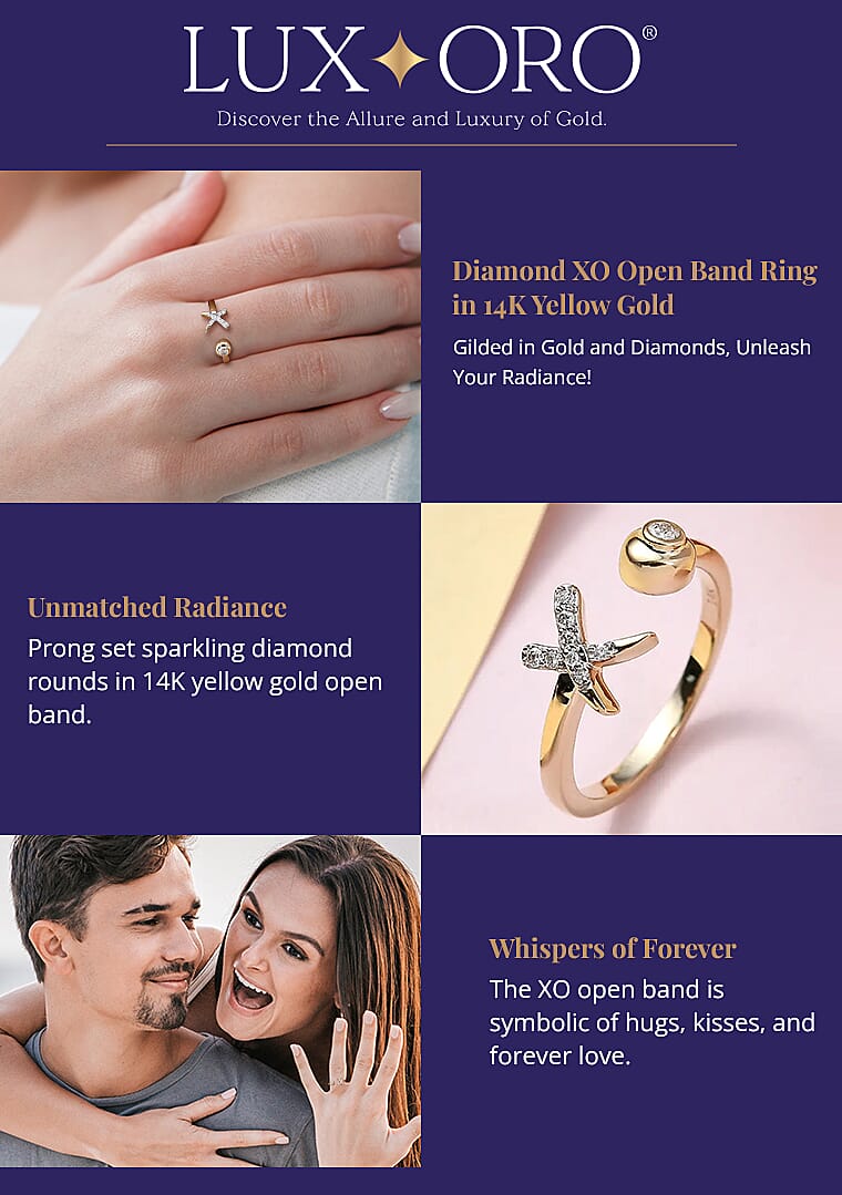 Luxoro Diamond XO Open Band Ring in 14K Yellow Gold Banner