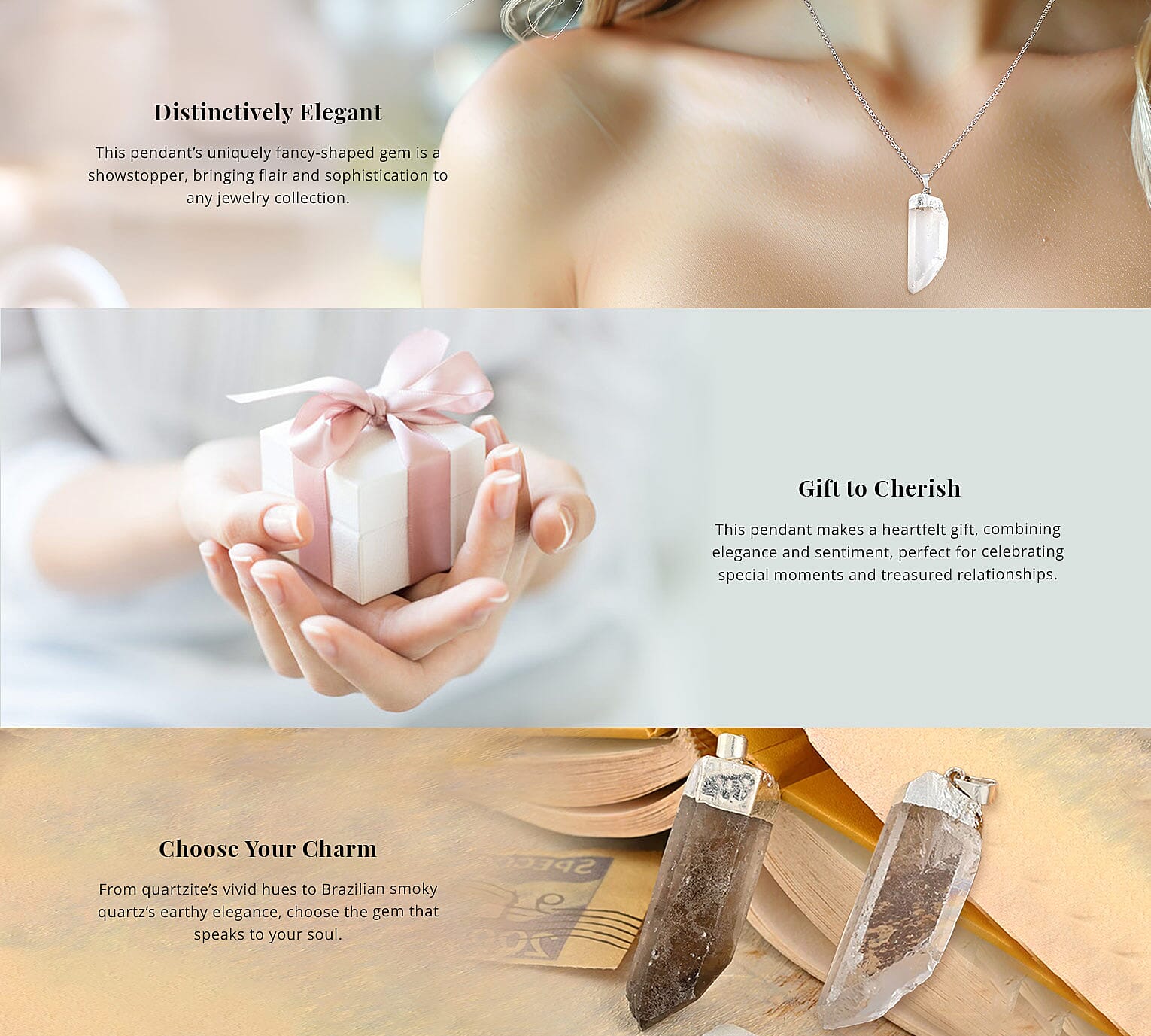 Quartzite Pendant in Silvertone Banner