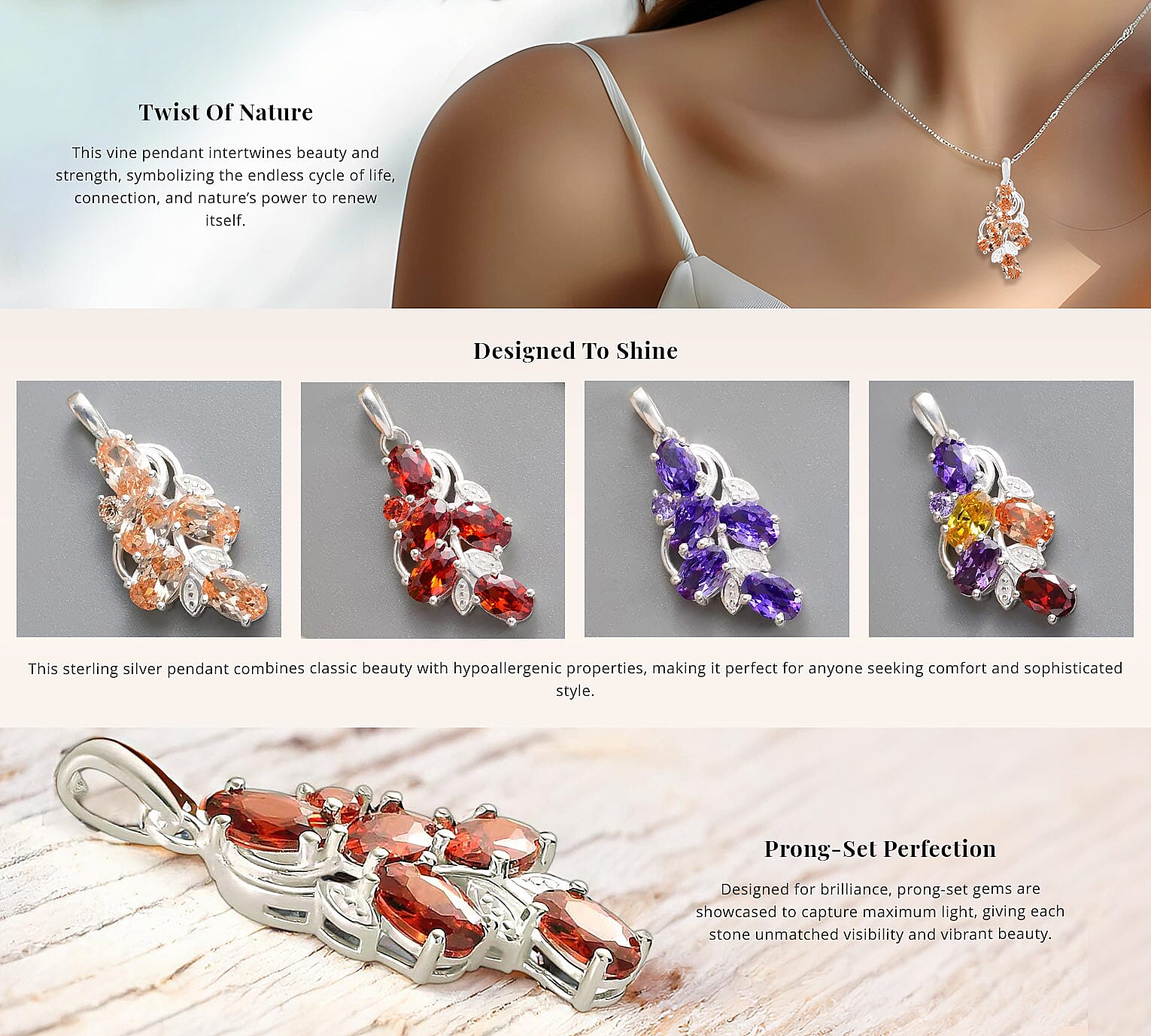 Simulated Purple Color Diamond Pendant in Sterling Silver Banner