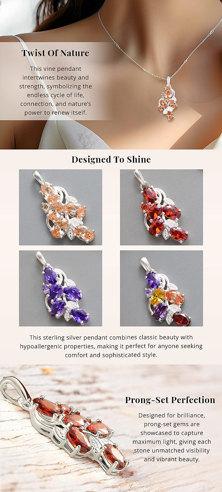 Simulated Purple Color Diamond Pendant in Sterling Silver Banner