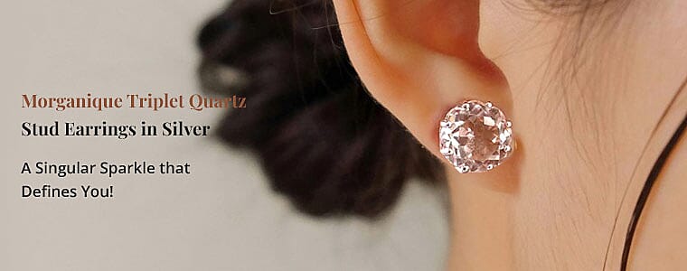 Morganique Quartz Triplet Stud Earrings in Silver Banner