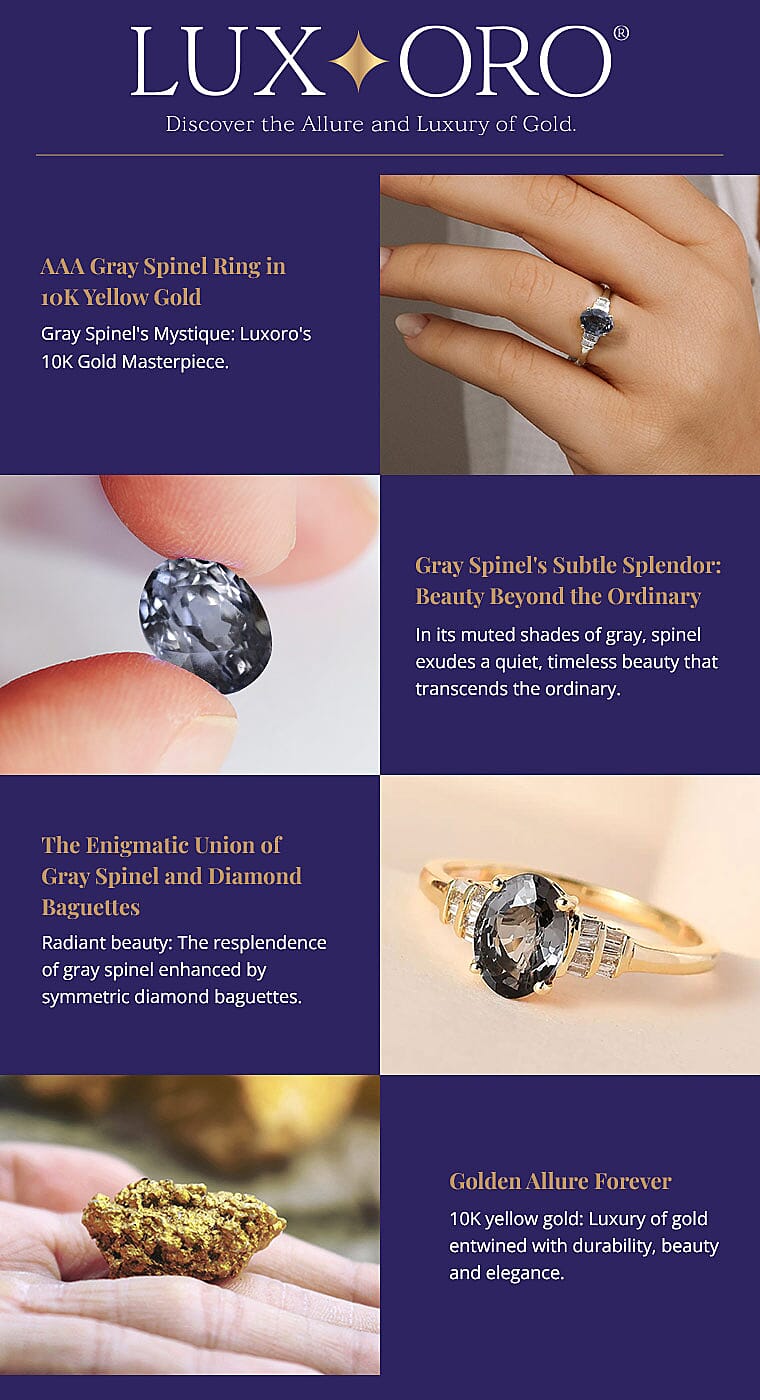 Luxoro AAA Gray Spinel Ring in 10K Yellow Gold Banner