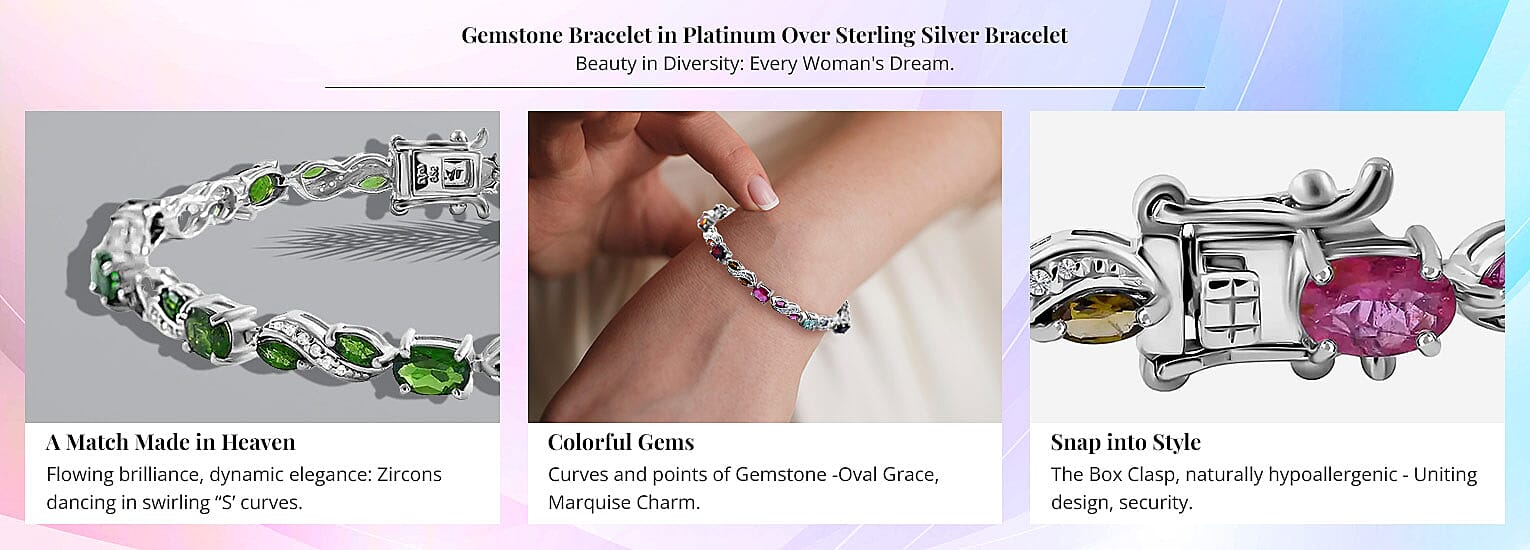 Gemstone Bracelet in Platinum Over Sterling Silver Bracelet Banner