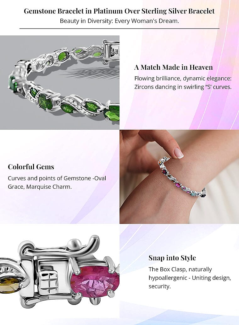 Gemstone Bracelet in Platinum Over Sterling Silver Bracelet Banner