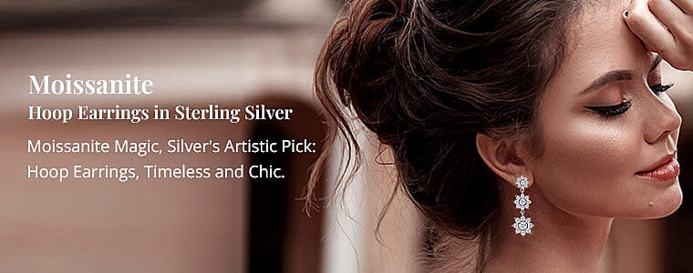 Moissanite Floral Dangle Earrings in Platinum Over Sterling Silver  Banner