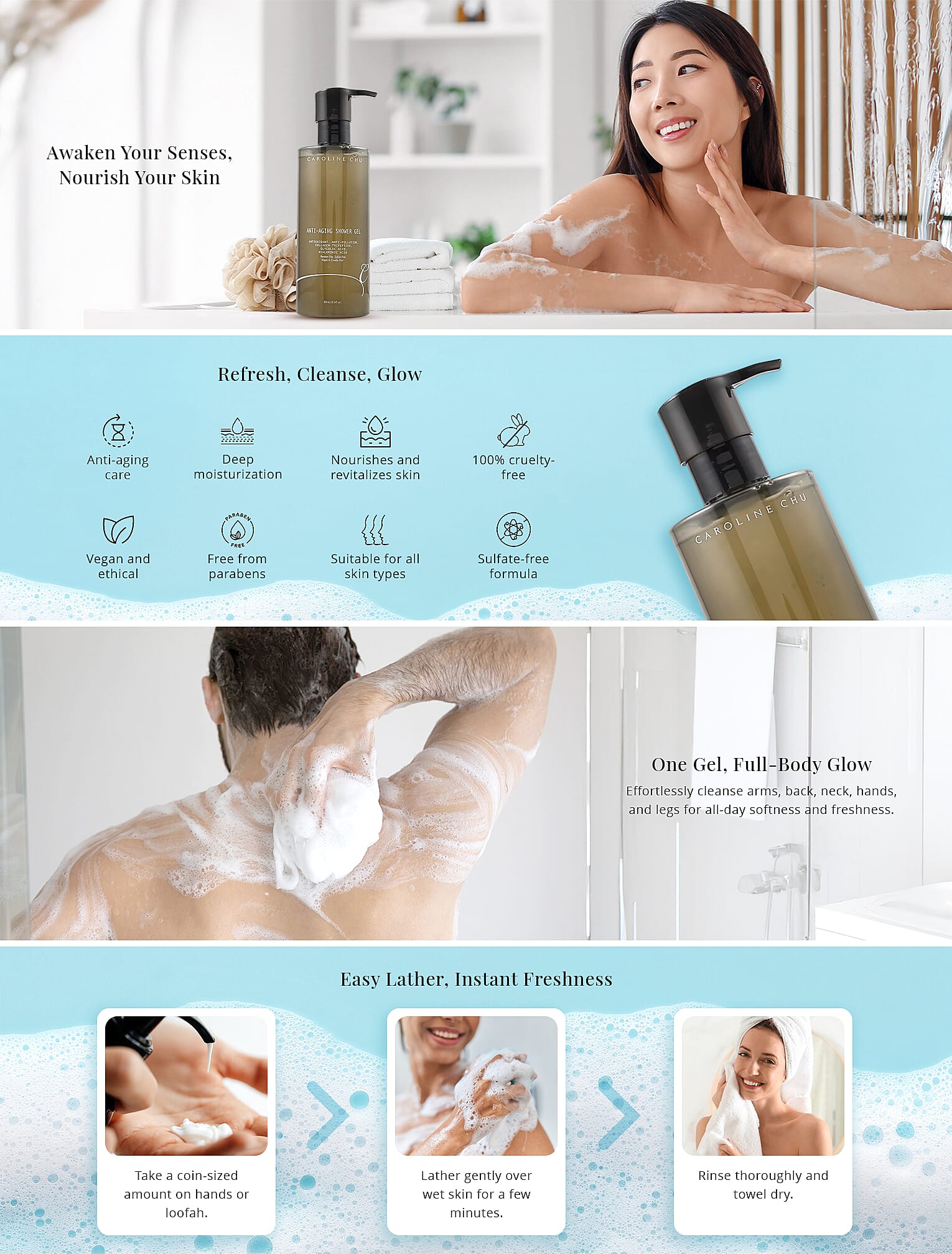 Caroline Chu Anti-Aging Shower Gel Banner