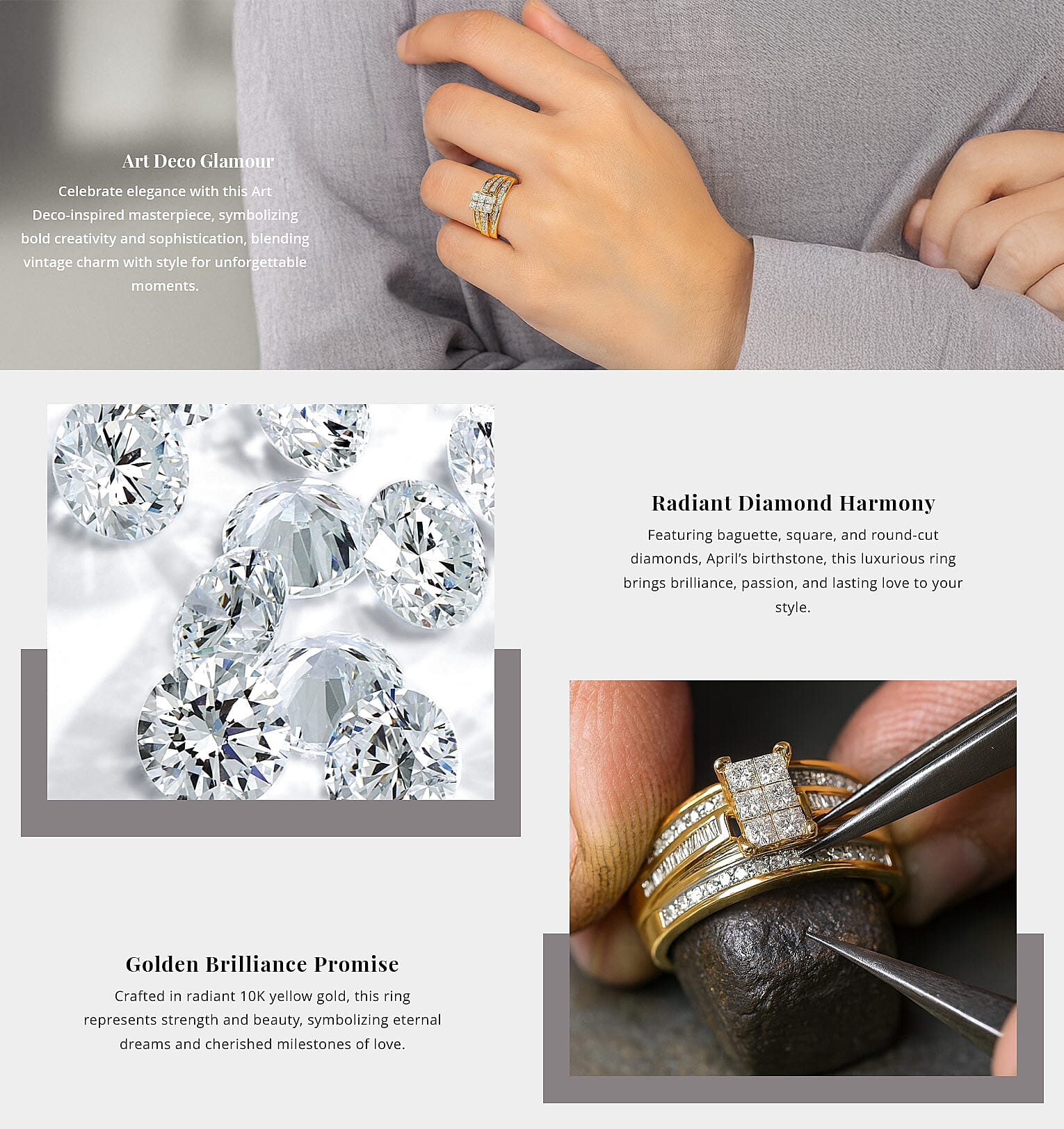 Closeout Diamond (G, SI) 1.00 ctw Ring in 10K Yellow Gold 4.40 Grams Banner