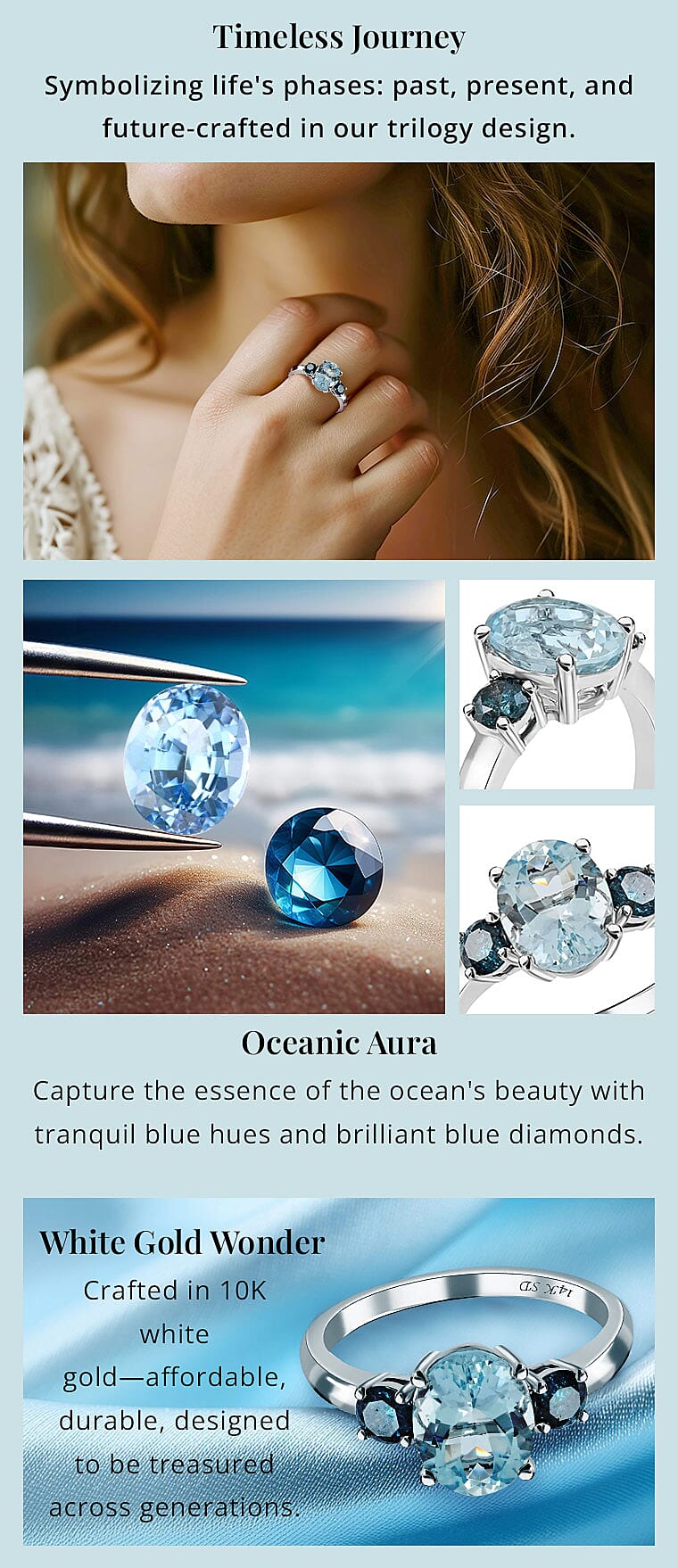 Mangoro Aquamarine and Blue Diamond Ring in White Gold Banner