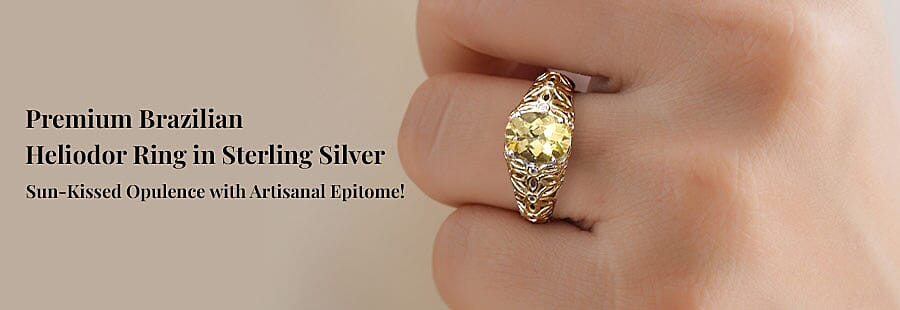 Premium Brazilian Heliodor Ring in Sterling Silver Banner