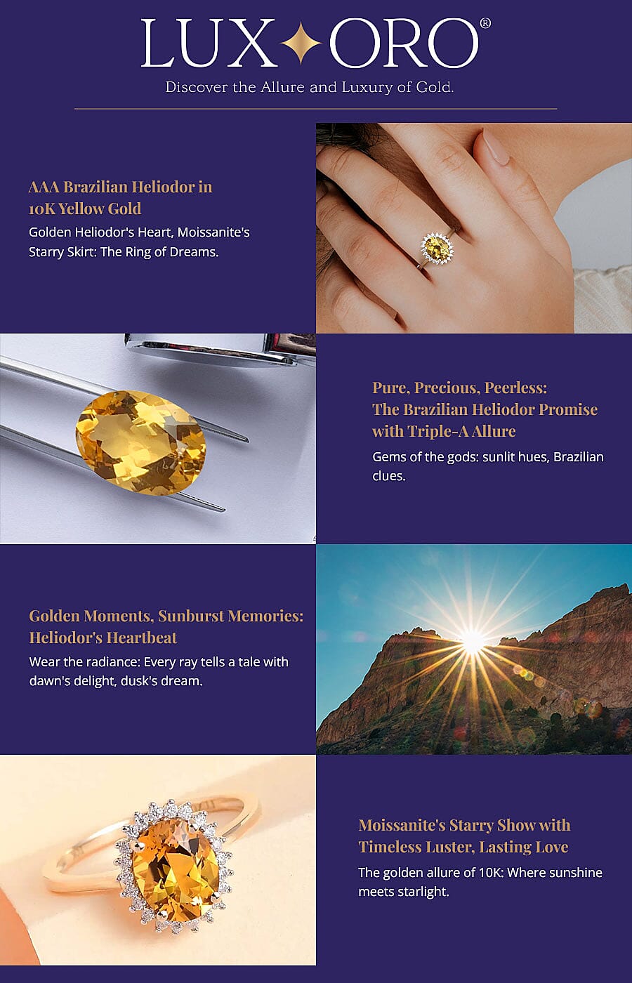 Luxoro AAA Brazilian Heliodor in 10K Yellow Gold Banner