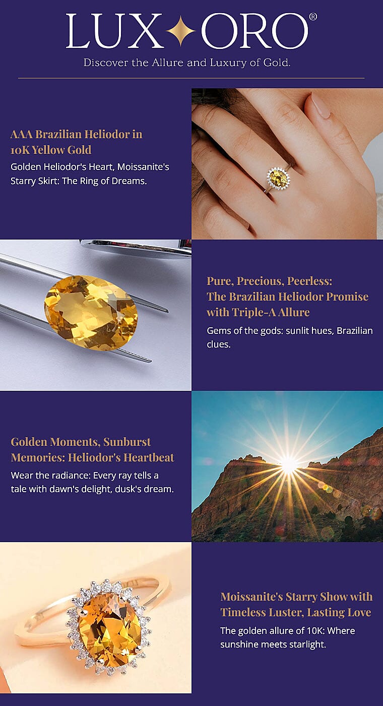 Luxoro AAA Brazilian Heliodor in 10K Yellow Gold Banner